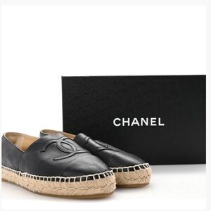 CHANEL Black Lambskin Espadrilles